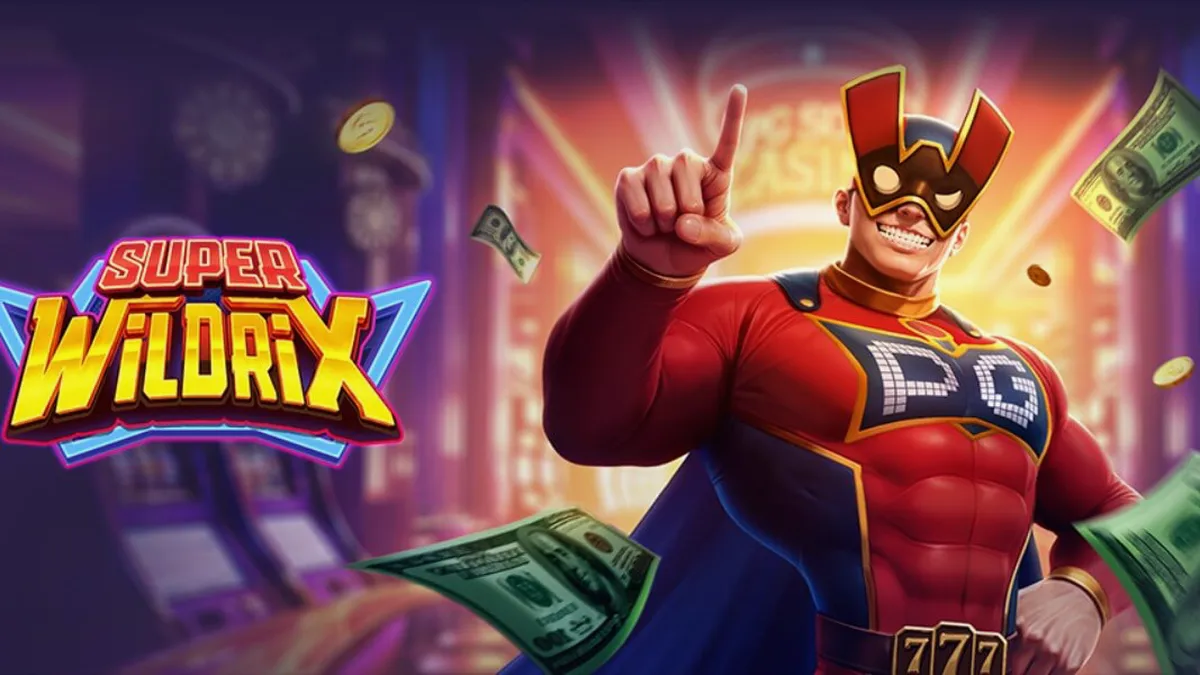 Pahlawan super di Neonshine City dalam slot Super Wildrix