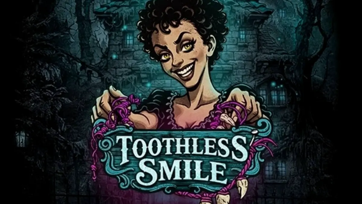 Tampilan visual slot Toothless Smile dengan tema horor gigi