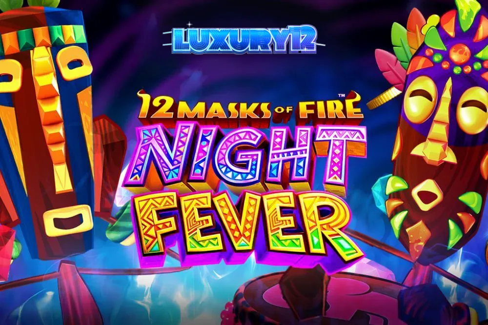 Tampilan visual slot 12 Masks of Fire: Night Fever dengan nuansa neon